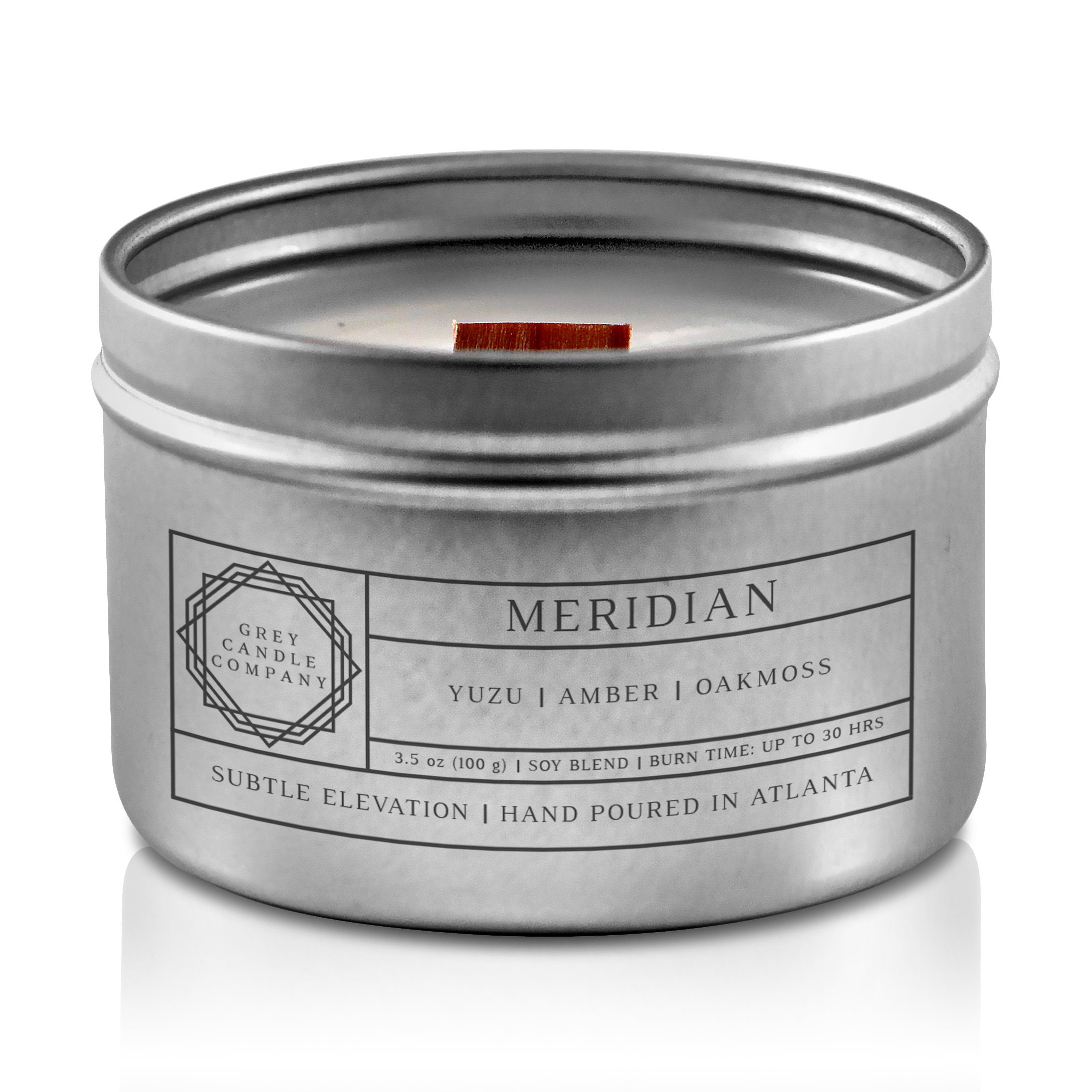 MERIDIAN CANDLES Grey Candle Company 3.5 oz. TIN 
